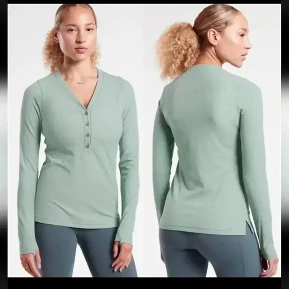 Athleta Uptempo Henley Top - Picture 1 of 9